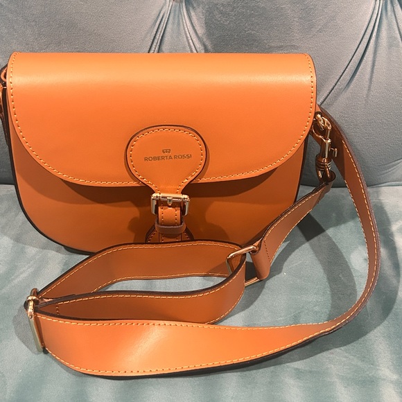Roberta Rossi Genuine leather Italian Crossbody bag Purse Tan color - Picture 7 of 10